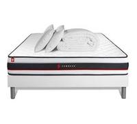 Pack prêt à dormir 140x200 matelas FORM + sommier kit blanc + 2 oreillers mémoire de forme 60x40cm + Couette Percale 240x220 cm G