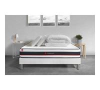 Pack prêt a dormir 140x200 matelas FORM + sommier kit blanc + 2 oreillers memoire de forme 60x40cm + Couette Percale 240x220 cm