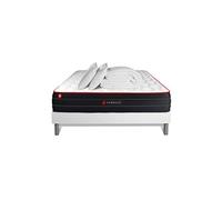 Pack prêt à dormir 180x200 matelas BOOST ressorts ensachés et mémoire de forme + sommier kit blanc + Couette + 2 oreillers