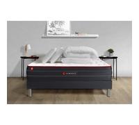 Pack prêt a dormir 180x200 matelas BOOST ressorts ensaches et memoire de forme + sommier kit noir + Couette + 2 oreillers