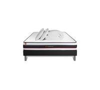 Pack prêt à dormir 180x200 matelas FORM + sommier kit noir + 2 oreillers mémoire de forme 60x40cm + Couette Percale 260x240cm