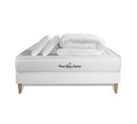 Pack prêt a dormir 200x200 matelas LANCASTER ressorts ensaches et memoire de forme + sommier kit blanc + Couette + 2 oreillers