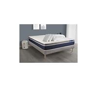 Pack prêt a dormir ACTIFLEX CONFORT Matelas Ressorts ensaches+memoire de forme 160x200 + sommier KIT gris +2oreillers+couette
