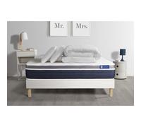 Pack prêt a dormir ACTILATEX CONFORT Matelas Latex + memoire de forme 140x190 cm + sommier KIT blanc + 2 oreillers + couette