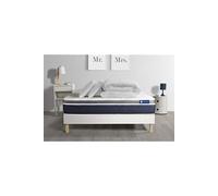 Pack prêt a dormir ACTILATEX CONFORT Matelas Latex + memoire de forme 140x200 cm + sommier KIT blanc + 2 oreillers + couette