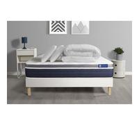 Pack prêt a dormir ACTIMEMO CONFORT Matelas memoire de forme 160x200 Maxi epaisseur + sommier KIT blanc + 2 oreillers+couette