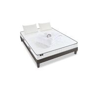 - Pack Prêt à dormir CRISTAL 180x200 cm - Matelas Mémoire de forme + Sommier Bois + Accessoires