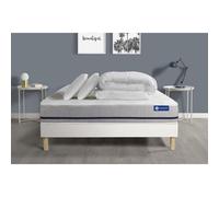 Pack prêt a dormir matelas 140x200 ACTIFLEX SOFT 3zones de confort + sommier KIT blanc + 2 oreillers + couette