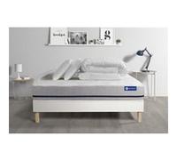 Pack prêt a dormir matelas 140x200 ACTILATEX SOFT 3zones de confort + sommier KIT blanc + 2 oreillers + couette