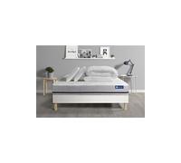 Pack prêt a dormir matelas 140x200 ACTIMEMO SOFT 3zones de confort + sommier KIT blanc + 2 oreillers + couette