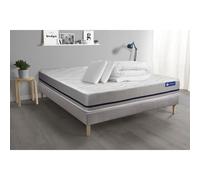 Pack prêt a dormir matelas 140x200 ACTIMEMO SOFT 3zones de confort + sommier KIT gris + 2 oreillers + couette