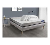 Pack prêt a dormir matelas 160x200 ACTIFLEX SOFT 3zones de confort + sommier KIT gris + 2 oreillers + couette