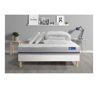 Pack prêt à Dormir Matelas 180x200 ACTIMEMO Soft 3zones de Confort + sommier KIT Blanc + 2 oreillers + Couette - Epaisseur : 20 cm - Confort : Mi-Ferme