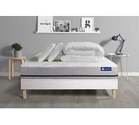 Pack prêt a dormir matelas 180x200 ACTIMEMO SOFT 3zones de confort + sommier KIT blanc + 2 oreillers + couette