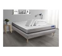 Pack prêt a dormir matelas 180x200 ACTIMEMO SOFT 3zones de confort + sommier KIT gris + 2 oreillers + couette