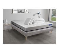 Pack prêt a dormir matelas 200x200 ACTILATEX SOFT 3zones de confort + sommier KIT gris + 2 oreillers + couette