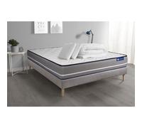 Pack prêt a dormir matelas a memoire ACTIMEMO PUR 140x190cm 3zones de confort + sommier KIT gris + 2 oreillers + couette