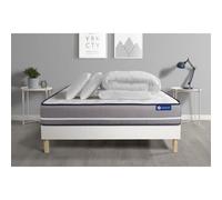 Pack prêt a dormir matelas a memoire ACTIMEMO PUR 200x200cm 3zones de confort + sommier KIT blanc + 2 oreillers + couette