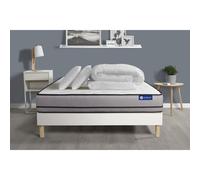 Pack prêt a dormir matelas ACTIFLEX NIGHT 140x190 RESSORTS ENSACHES 3zones confort + sommier KIT blanc + 2 oreillers +couette