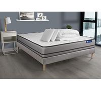 Pack prêt a dormir matelas ACTIFLEX NIGHT 140x200 RESSORTS ENSACHES 3zones confort + sommier KIT gris + 2 oreillers +couette
