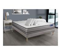 Pack prêt a dormir matelas ACTIFLEX NIGHT 200x200 RESSORTS ENSACHES 3zones confort + sommier KIT gris + 2 oreillers +couette