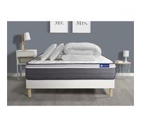 Pack prêt a dormir matelas ACTIFLEX PLUS 160x200 Ressorts ensaches+Memoire de forme + sommier KIT blanc + 2 oreillers+couette