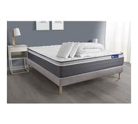 Pack prêt a dormir matelas ACTIFLEX PLUS 160x200 Ressorts ensaches+Memoire de forme + sommier KIT gris + 2 oreillers+couette