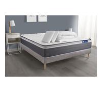 Pack prêt a dormir matelas ACTIFLEX PLUS 180x200 Ressorts ensaches+Memoire de forme + sommier KIT gris + 2 oreillers+couette