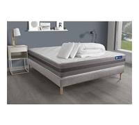 Pack prêt à dormir matelas ACTIFLEX RELAX Ressorts ensachés+mémoire de forme 200x200 + sommier KIT gris + 2oreillers+couette G
