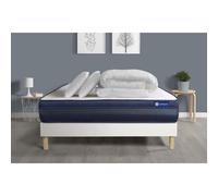 Pack prêt a dormir matelas ACTIFLEX TECH 140x190 Memoire de forme Maxi epaisseur + sommier KIT blanc + 2 oreillers + couette