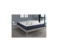 Pack prêt a dormir matelas ACTIFLEX TECH 140x190 Memoire de forme Maxi epaisseur + sommier KIT gris + 2 oreillers + couette