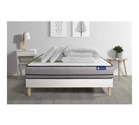 Actisom - Pack Actilatex 180x200cm - Matelas mémoire+latex, sommier kit blanc, 2 oreillers, couette