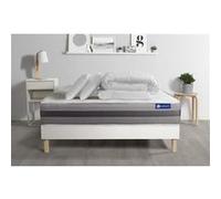 Pack prêt a dormir matelas ACTILATEX RELAX Latex et memoire de forme 160x200 cm + sommier KIT blanc + 2 oreillers + couette