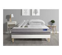 Pack prêt a dormir matelas ACTIMEMO 140x200cm a MÉMOIRE DE FORME 3zones de confort + sommier KIT blanc + 2 oreillers +couette
