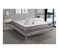 Pack prêt a dormir matelas ACTIMEMO 160x200cm a MÉMOIRE DE FORME 3zones de confort + sommier KIT gris + 2 oreillers +couette