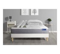 Pack prêt a dormir matelas ACTIMEMO DREAM memoire de forme 200x200 cm 5zones confort + sommier KIT blanc + 2oreillers+couette