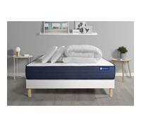 Pack prêt a dormir matelas ACTIMEMO LIFE 140x200 Memoire de forme 5zones de confort + sommier KIT blanc + 2oreillers +couette