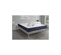 Pack prêt a dormir matelas ACTIMEMO LIFE 140x200 Memoire de forme 5zones de confort + sommier KIT gris + 2oreillers +couette