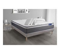 Pack prêt a dormir matelas ACTIMEMO PLUS 160x200 Memoire de forme 7zones confort + sommier KIT gris + 2 oreillers + couette