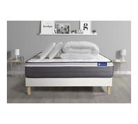 Pack prêt a dormir matelas ACTIMEMO PLUS 180x200 Memoire de forme 7zones confort + sommier KIT blanc + 2 oreillers + couette