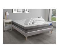 Pack prêt a dormir matelas ACTIMEMO RELAX memoire de forme 180x200 cm Maxi epaisseur + sommier KIT gris + 2oreillers+couette