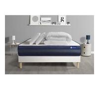 Pack prêt a dormir matelas ACTIMEMO TECH 140x200 Memoire de forme 5zones de confort + sommier KIT blanc + 2oreillers +couette