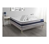 Pack prêt a dormir matelas Latex et Memoire de forme ACTILATEX ERGO 140x190 cm + sommier KIT gris + 2 oreillers + couette