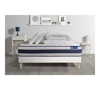 Pack prêt a dormir matelas Latex et Memoire de forme ACTILATEX ERGO 160x200 cm + sommier KIT blanc + 2 oreillers + couette