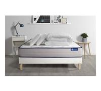 Pack prêt a dormir matelas Latex et Memoire de forme ACTILATEX FORM 160x200 cm + sommier KIT blanc + 2 oreillers + couette
