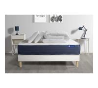 Pack prêt a dormir matelas Latex et Memoire de forme ACTILATEX SLEEP 200x200 cm + sommier KIT blanc + 2 oreillers + couette