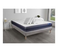 Pack prêt a dormir matelas Latex + Memoire de forme ACTILATEX MORPHO 160x200 cm + sommier KIT gris + 2 oreillers + couette