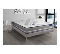 Pack prêt a dormir matelas Latex + memoire de forme ACTILATEX PUR 140x190cm + sommier KIT gris + 2 oreillers + couette