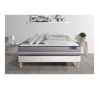 Pack prêt a dormir matelas Latex + memoire de forme ACTILATEX PUR 200x200cm + sommier KIT blanc + 2 oreillers + couette