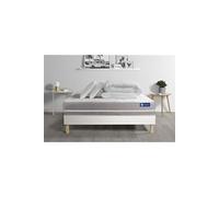 Pack prêt à dormir matelas Latex + mémoire de forme ACTILATEX TOUCH 140x190 cm + sommier KIT blanc + 2 oreillers + couette